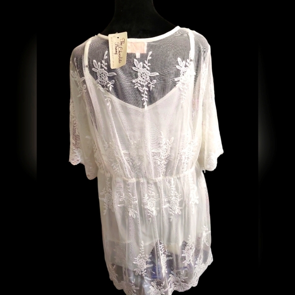 Entro large white Sheer lace Lined Tunic With Camisole NEW WITH TAGS - Picture 13 of 16